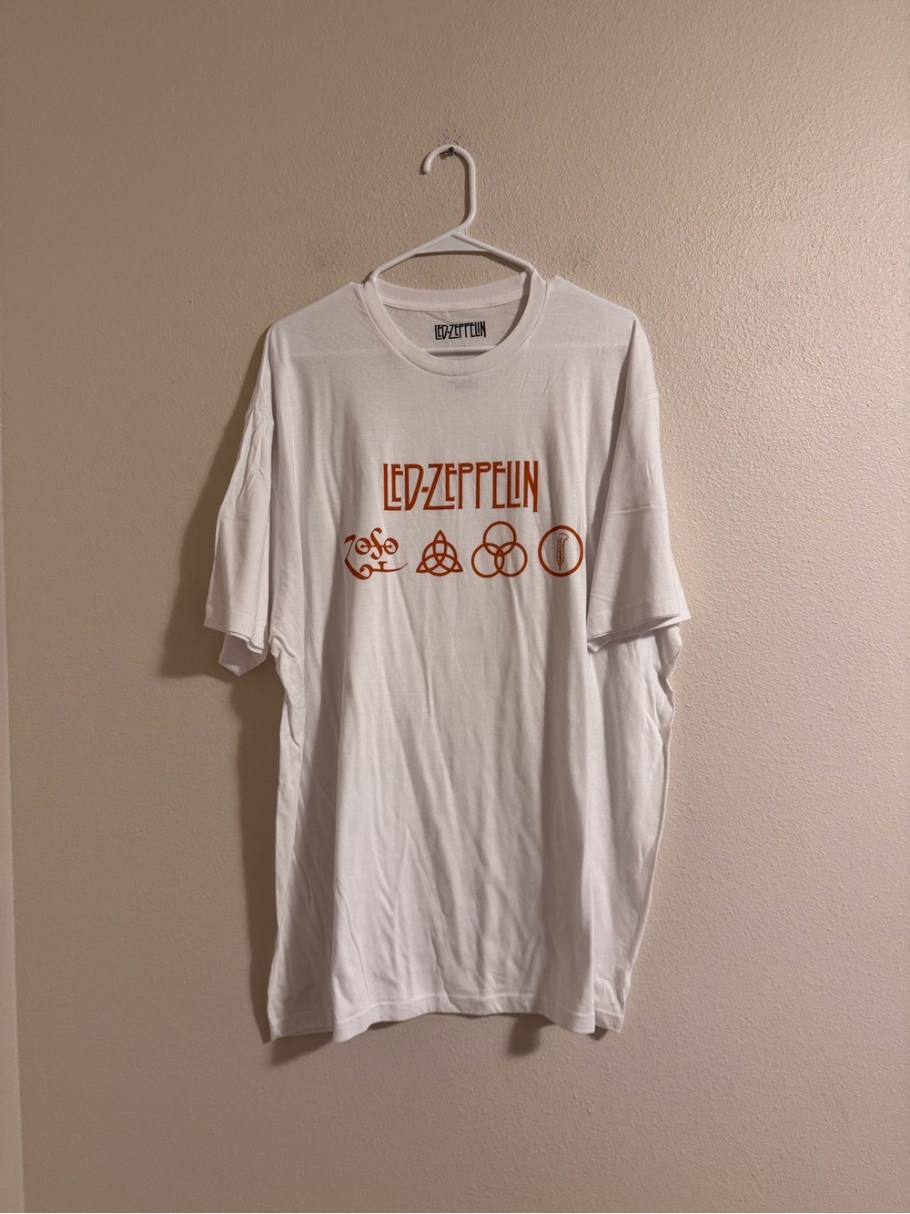 Led Zeppelin White Graphic Tee with Orange Logo